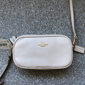 Coach mini cross-body bag, cream, length 6.5", width 3.7", leather new w/tag